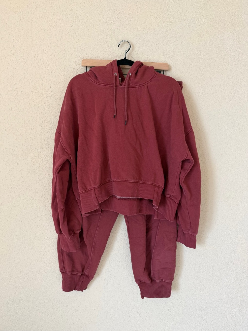 Free People Movement Undefeated Hoodie and Jogger Set Sour Cherry Red
